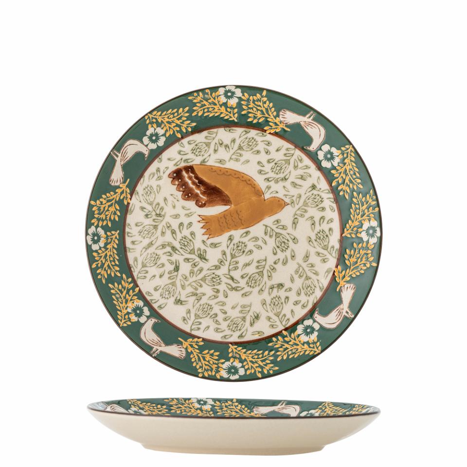 Hezha Plate, Green, Stoneware