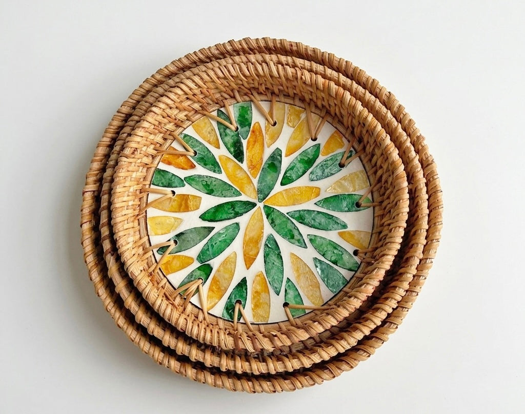 Hand-woven Rattan Trays-Round(3 sizes)