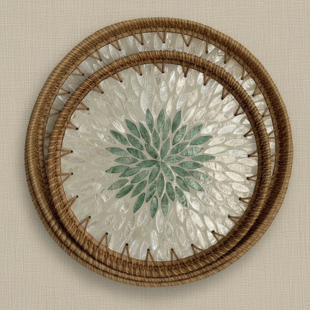Hand-woven Rattan Trays-Leaf Radiance