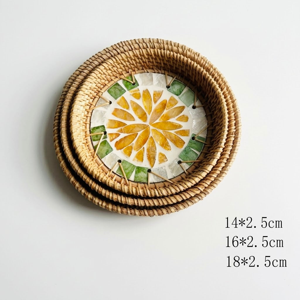 Hand-woven Rattan Trays-Round(3 sizes)