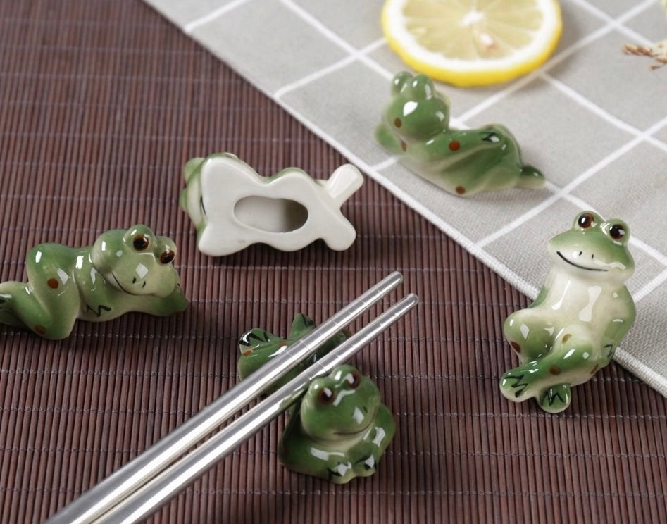 Ceramic Frog Chopstick Rest & Cutlery Holder
