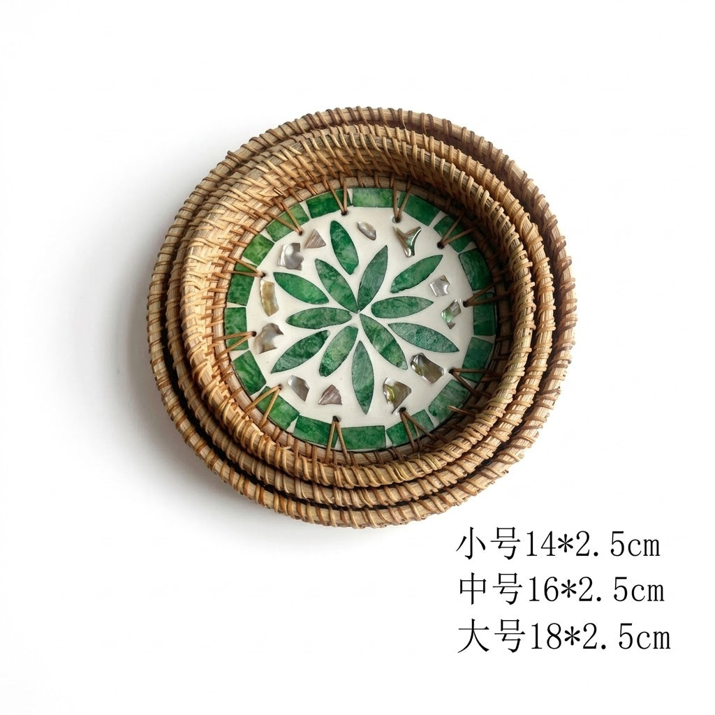 Hand-woven Rattan Trays-Round(3 sizes)