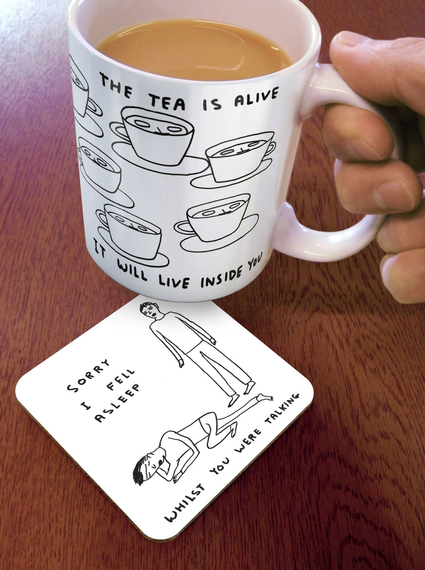 David Shrigley Coaster  Sorry I Fell Asleep