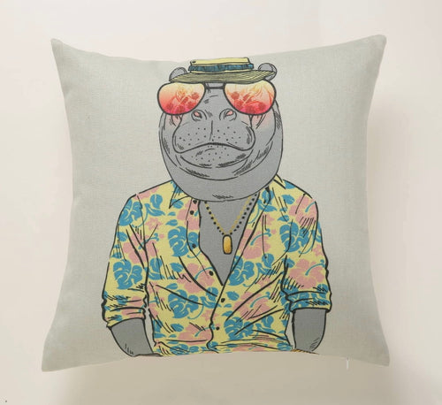 Vacation Hippo Cushion Cover
