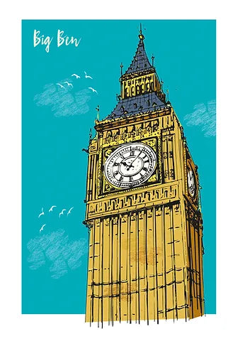 London Elizabeth Tower Clock Card