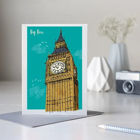 London Elizabeth Tower Clock Card