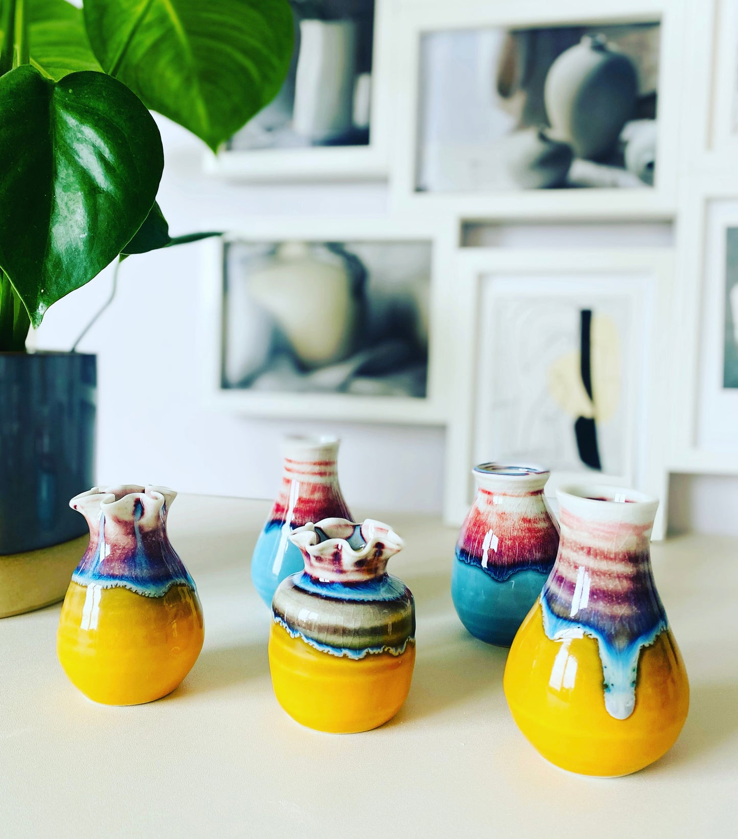 Handmade Orange Peel Colour Little Vases