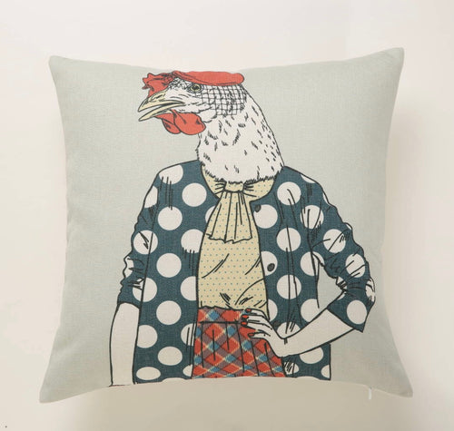 Polka Dot Rooster Cushion Cover