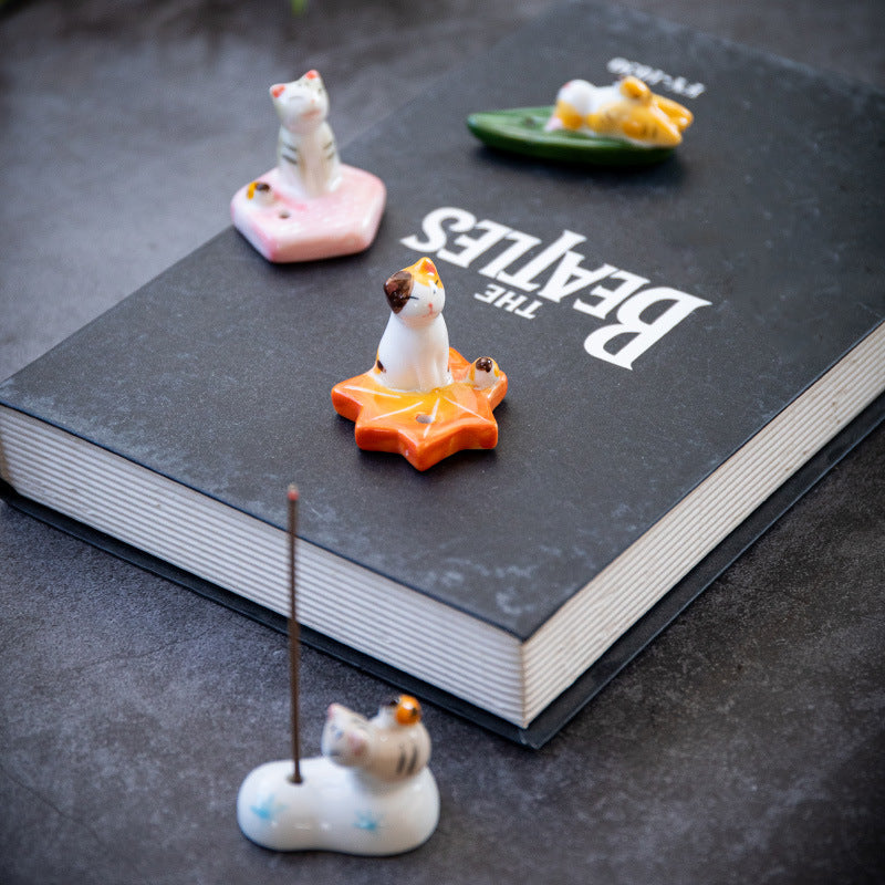 Cat and Bird Incense Holder