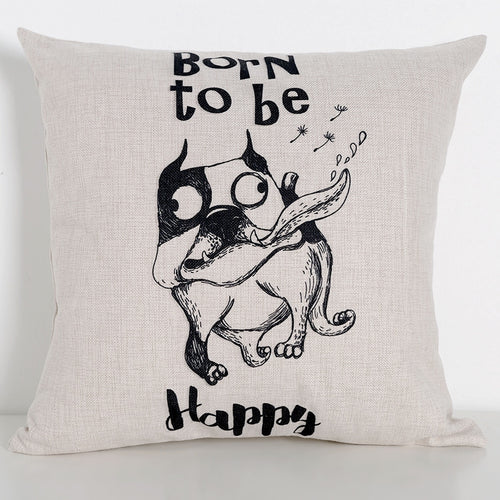 Happy Frenchie Cushion Cover