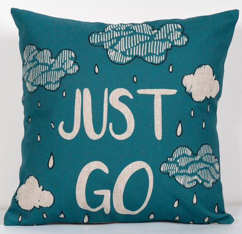 “Just Go” Cloud Pattern Cushion Cover