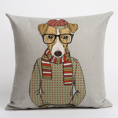 Hipster Jack Russell Cushion Cover