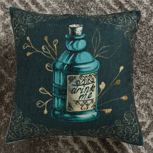 Alice in Wonderland Cushion Cover-Drink Me Bottle