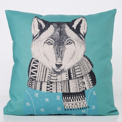 Winter Wolf Blue Cushion Cover