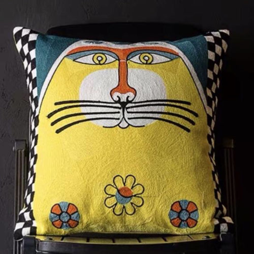 Check Cat Cushion Cover