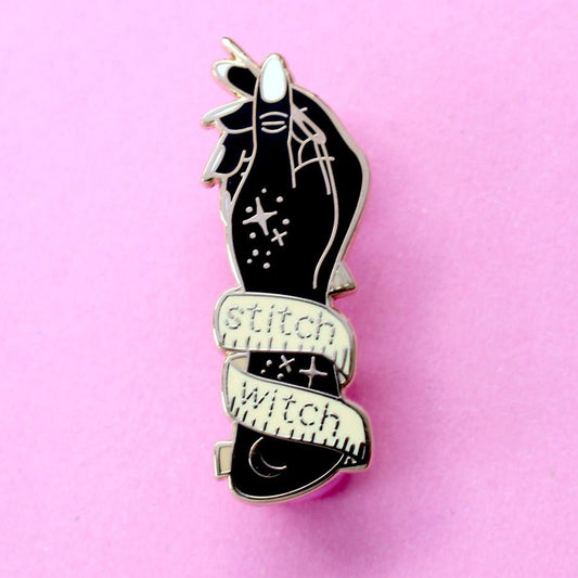 Stitch witch enamel pin