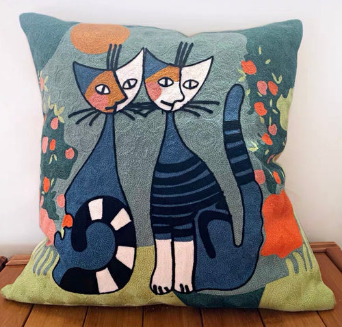 Stripes Cats Cushion Cover