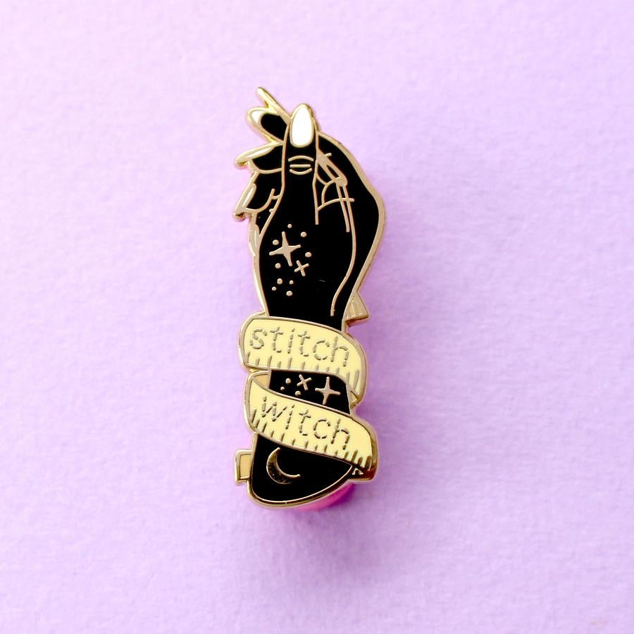 Stitch witch enamel pin