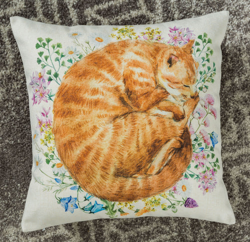 Ginger Cat Cushion Cover-pink