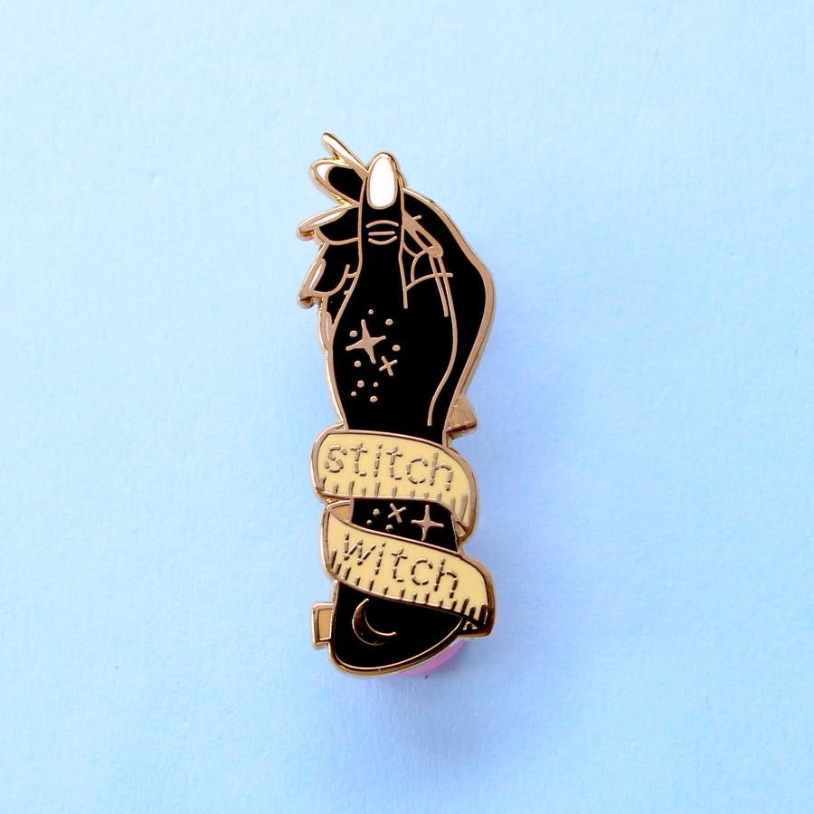 Stitch witch enamel pin