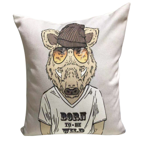 Hipster Boar Cushion Cover