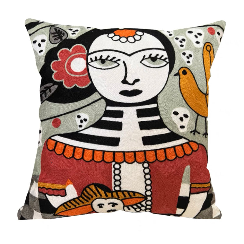 Frida Cushion Cover-blue