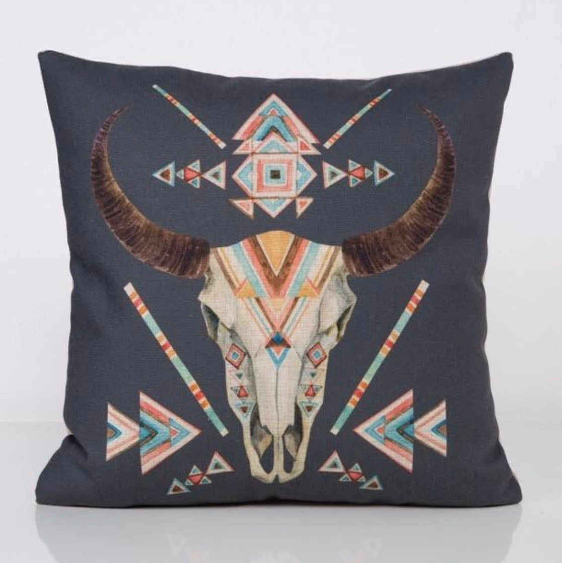 Cow Skull Cushion Cover