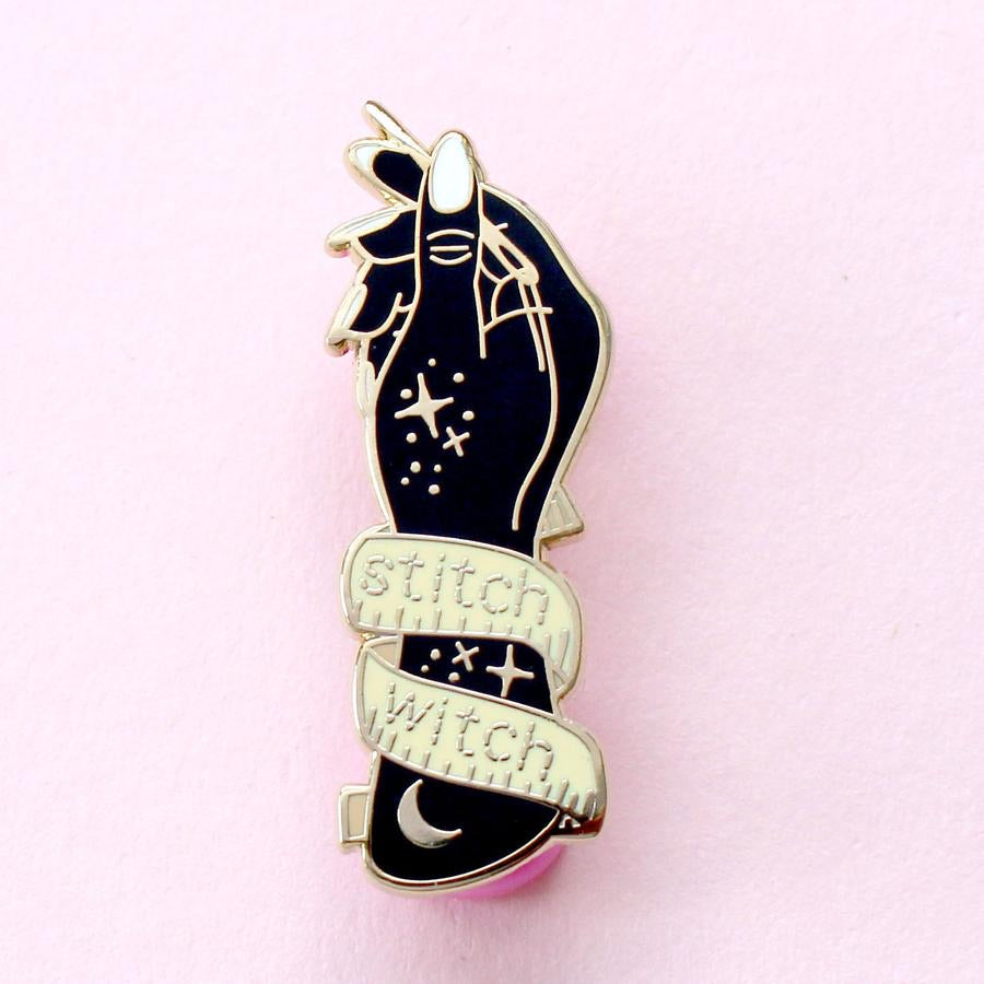 Stitch witch enamel pin