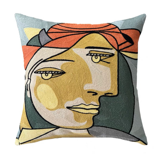 Portrait de femme au chapeau Cushion Cover